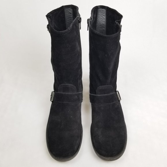 Paul Green Adison Biker Mid Calf Boot Black Suede - Picture 2 of 10